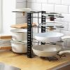 8-Layer Kitchen Organizer Rack Adjustable Metal Cabinet Pantry Pan Pot Lid Organizer Rack Holder Bakeware Plate Holder Stand
