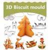 8 Pcs 3D Food-grade Christmas Cookie Cutter Set Stainless Steel Cookie Biscuit Mould Decoration