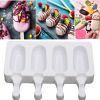 4 Cell Popsicle Maker Silicone Frozen Ice Cream Mold Juice Ice Lolly Pop Mould