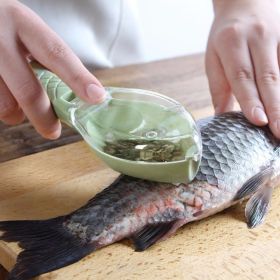 Fish Scale Scraper Remover Cleaner Seafood Peeler Brush Kitchen Tools Gadgets - Green