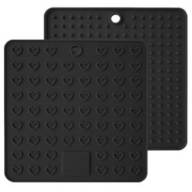 Thickened Silicone Heart-shaped Multi-functional Pad Thermal Insulation Mat - Black