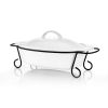 Gibson Elite Gracious Dining 2 Piece Oval Stoneware Bakeware With Lid And Metal Rack