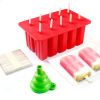 10-Grid Silicone Ice Lolly Mold Tray BPA Free DIY Mould with 50 Wooden Sticks (without FDA Certificate) - Red
