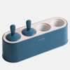 4 Grids Silicone Ice Pop Maker Easy Release Ice Cream Mold Reusable DIY Mold (without FDA Certificate, BPA Free) - Snowman/Dark Blue