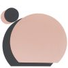 Semi Circle Tablemat Leather Placemat Non-Slip Heat Insulation Dining Table Pad Round Cup Coaster - Pink/Dark Grey