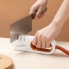 4 in 1 Non-Slip Hangable Manual Knife Sharpener Tool for Kitchen Scissor Sharpening Tool - White/Orange