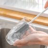 Silicone Cup Brush Kitchen Bottle Cleaning Tool Long Handle Drink Glass Bottle Wash Cup Cleaning Brush Cleaner (BPA Free, No FDA Certificate) - White