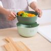 2 in 1 Drain Basin and Basket Colander Strainer for Fruits Vegetables Cleaning (without FDA Certificate, BPA Free) - Light Grey
