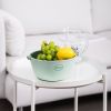 2 in 1 Drain Basin and Basket Colander Strainer for Fruits Vegetables Cleaning (without FDA Certificate, BPA Free) - Light Grey