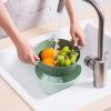 2 in 1 Drain Basin and Basket Colander Strainer for Fruits Vegetables Cleaning (without FDA Certificate, BPA Free) - Light Grey