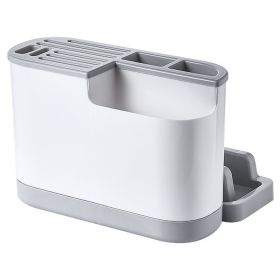 Multifunctional Knife Holder Cutting Board Tableware Cutlery Storage Organizer Fork Spoon Stand (BPA Free, without FDA Certificate) - Grey