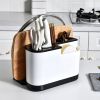 Multifunctional Knife Holder Cutting Board Tableware Cutlery Storage Organizer Fork Spoon Stand (BPA Free, without FDA Certificate) - Grey