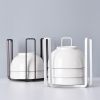 Bowl Holder Organizer Upright Iron Storage Draining Holder Rack Kitchen Supply (No FDA Certificate, BPA-free) - White