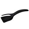 2-in-1 Clip Flip Spatula Fried Egg Steak Tongs Pancake Omelet Clamp Cooking Tongs Kitchen Tool (No FDA, BPA-free) - Black