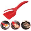 2-in-1 Clip Flip Spatula Fried Egg Steak Tongs Pancake Omelet Clamp Cooking Tongs Kitchen Tool (No FDA, BPA-free) - Red