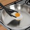 2-in-1 Clip Flip Spatula Fried Egg Steak Tongs Pancake Omelet Clamp Cooking Tongs Kitchen Tool (No FDA, BPA-free) - Red