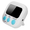 Digital Kitchen Timer Magnetic LCD Alarm Stopwatch Cooking Timer with Stand for Baking Sports Games - White