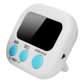 Digital Kitchen Timer Magnetic LCD Alarm Stopwatch Cooking Timer with Stand for Baking Sports Games - White