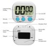 Digital Kitchen Timer Magnetic LCD Alarm Stopwatch Cooking Timer with Stand for Baking Sports Games - White