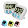 Digital Kitchen Timer Magnetic LCD Alarm Stopwatch Cooking Timer with Stand for Baking Sports Games - White