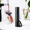 KLT KP2-371901D Matte Electric Wine Opener Indicator Light Design Kitchen Rechargeable Red Wine Bottle Opener with Foil Cutter - Black