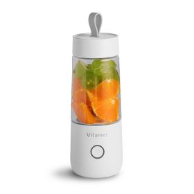 VITAMER 350ml Portable Electric Fruit Juicer USB Rechargeable Smoothie Blender Machine Kitchen Fruit Mixer Cup Juicing Cup - White