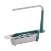 Multifunctional Kitchen Retractable Sink Storage Rack Dishwashing Cloth Sponge Holder Shelf - Green