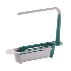 Multifunctional Kitchen Retractable Sink Storage Rack Dishwashing Cloth Sponge Holder Shelf - Green