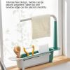 Multifunctional Kitchen Retractable Sink Storage Rack Dishwashing Cloth Sponge Holder Shelf - Green