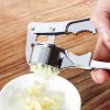 Multifunction Garlic Press Mincer Aluminum Alloy Nut Cracker Walnut Plier Opener Tool Fish Scaler Brush (BPA-free, No FDA Certificated)