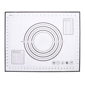 40cmx50cm Reusable Silicone Pastry Mat Easy Cleaning Kitchen Baking Cookies Pizza Pad with Measurement Scale (BPA-free, No FDA Certificate) - Black