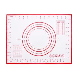 30cmx40cm Food-graded Silicone Mat Non-slip Kitchen Baking Cookies Pizza Pad with Measurement Scale (BPA-free, No FDA Certificate) - Red