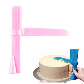 Food-grade PP Adjustable Fondant Spatula Cream Leveling Device DIY Baking Pastry Tool (BPA-free, No FDA Certificate) - Pink