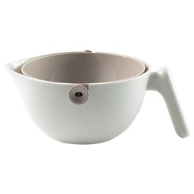Double Layer Drain Basket Rotating Bowl Storage Strainer Vegetable Cleaning Drainer (without FDA Certificate, BPA Free) - White