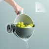 Double Layer Drain Basket Rotating Bowl Storage Strainer Vegetable Cleaning Drainer (without FDA Certificate, BPA Free) - White