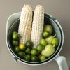Double Layer Drain Basket Rotating Bowl Storage Strainer Vegetable Cleaning Drainer (without FDA Certificate, BPA Free) - Coffee