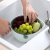 Double Layer Drain Basket Rotating Bowl Storage Strainer Vegetable Cleaning Drainer (without FDA Certificate, BPA Free) - Coffee