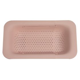 Plastic Sink Drain Basket Retractable Vegetable Washing Hanger Kitchen Supplies (without FDA Certificate, BPA Free) - Pink