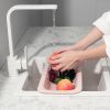 Plastic Sink Drain Basket Retractable Vegetable Washing Hanger Kitchen Supplies (without FDA Certificate, BPA Free) - Pink