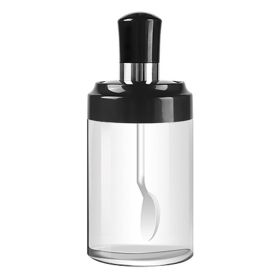 Kitchen Spice Jar Moisture-proof Transparent Glass Pepper Powder Salt Bottle Barbecue Seasoning Bottle (BPA Free, No FDA Certificate) - Spoon Type