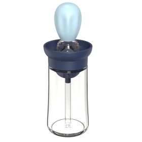 WENDY 2 In 1 Glass Oil Dispenser Bottle with Silicone Brush Olive Oil Bottle for Kitchen Cooking BBQ Pancake (BPA Free, No FDA Certificate) - Blue