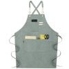 Wear-resistant Pocket Design Apron Washed Canvas Cross Back Work Apron for Barista Hairdresser - Light Grey