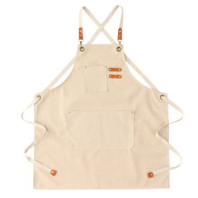 Barber Milk Tea Shop Apron Kitchen Restaurant Baking Anti-wear Canvas Adult Apron - Beige