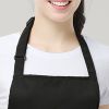 Solid Color Home Kitchen Cooking Baking Apron Cafe Restaurant Men Women Work Apron with Pockets - Khaki