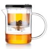 SAMADOYO 350ML Tea Mug Food-graded High Borosilicate Glass Clear Tea Cup with Infuser and Lid (BPA-free, No FDA Certificate) - Black