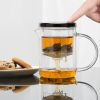 SAMADOYO 350ML Tea Mug Food-graded High Borosilicate Glass Clear Tea Cup with Infuser and Lid (BPA-free, No FDA Certificate) - Black