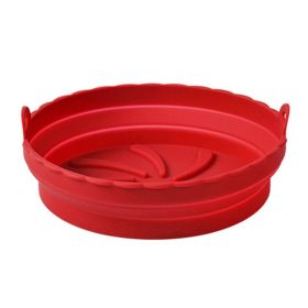 Folding Air Fryer Tray Reusable Silicone Pot for Air Fryer BBQ, Cooking Silicone Baking Tray Air Fryer Accessories (BPA-Free, No FDA) - Red
