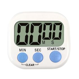 Large Screen LCD Display Electronic Digits Timer Alarm Clock with Stand - White / Blue
