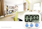 Large Screen LCD Display Electronic Digits Timer Alarm Clock with Stand - White / Blue