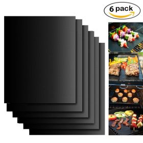 6Pcs / Set Non-stick PTFE BBQ Baking Mats Reusable High Temperature Resistance Grill Mat Barbecue Grilling Pads (Size: 33 x 40cm)